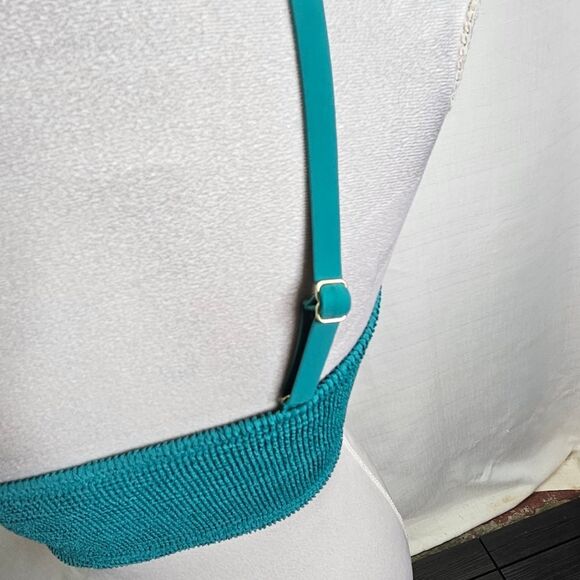 Kona Sol Turquoise Pucker Texture Square Neck Bikini Top Size Large - Picture 8 of 13